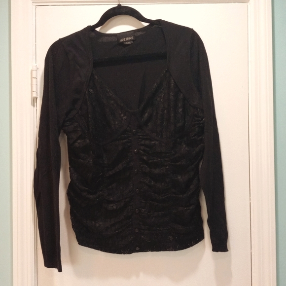 Black lace front sweater - Picture 1 of 6